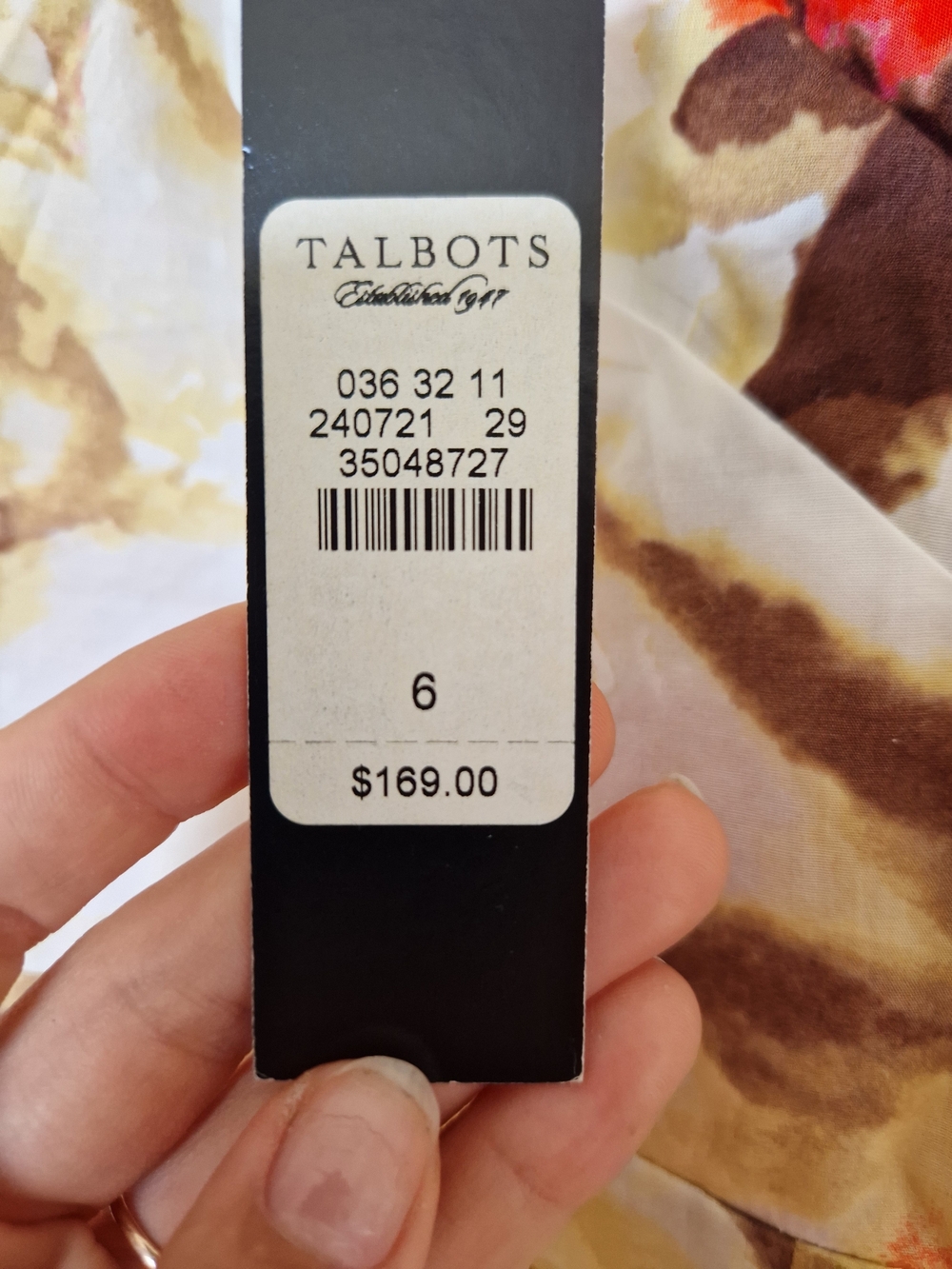 Talbots NWT Floral Midi Dress in White, Brown and Pink - Picture 3 of 4